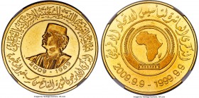 Moammar Gaddafi gold Proof "African Union 10th Anniversary" Medal 2009 PR62 Ultra Cameo NGC, KM-Unl. 39.24gm. A large gold issue weighing nearly 40 gr...