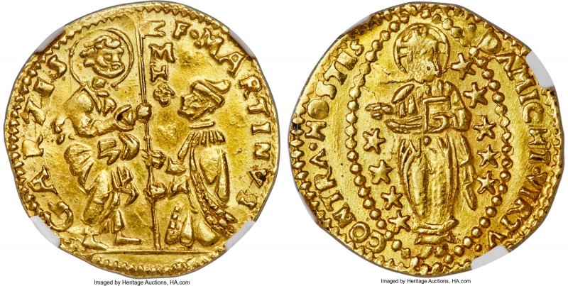 Knights of St. John. Martin Garzes gold Zecchino ND (1595-1601) MS62 NGC, Fr-9. ...
