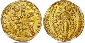 Knights of St. John. Martin Garzes gold Zecchino ND (1595-1601) MS62 NGC, Fr-9. 3.40gm.  F · MARTINVS | GARZIS, Grand Master kneeling left, receiving ...