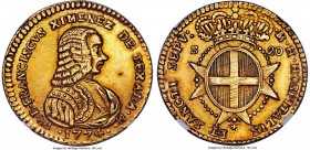 Francisco Ximenez de Texada gold 20 Scudi 1774 MS63 NGC, KM294, Fr-41. A solidly choice presentation, well struck, a pleasing cleanness in the fields ...