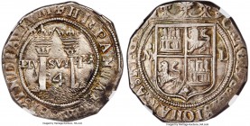 Charles & Joanna 4 Reales ND (1542-1555) Mo-L MS62 NGC, Mexico City mint, KM0018, Calico-85. Late series. 13.69gm. Rarely found uncirculated, this off...