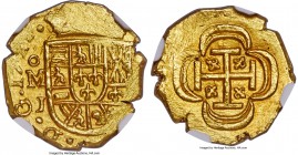 Philip V gold Cob Escudo 1714 Mo-J MS64 NGC, Mexico City mint, KM51.2. Flashing a vivid golden glow throughout and mintmark and cross boldly depicted,...