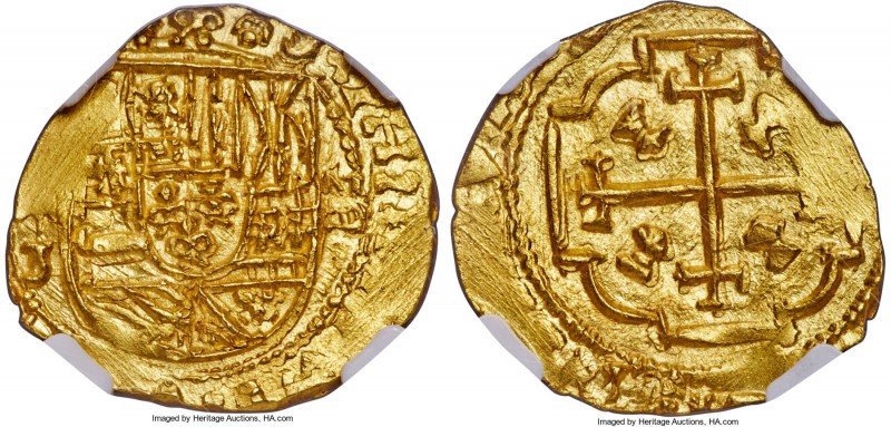 Philip V gold Cob 2 Escudos ND (1708-13)-Mo MS64 NGC, Mexico City mint, KM53.1, ...