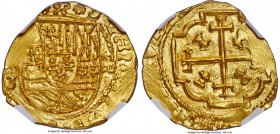 Philip V gold Cob 2 Escudos ND (1708-13)-Mo MS64 NGC, Mexico City mint, KM53.1, S-M30. 6.70gm. From the 1715 Plate Fleet. A marvelous example boasting...