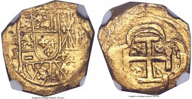 Philip V gold Cob 2 Escudos ND (1705-1715) (Mo)-J MS62 NGC, Mexico City mint, KM53.2. 18.00 mm. 6.65 gm. An attractive and fully wholesome piece, a bi...