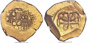 Philip V gold Cob 8 Escudos ND (1711-1712) AU53 NGC, Mexico City mint, KM57.1, S-M30. 26.95gm. A quintessential "treasure" coin, with strong central d...