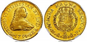 Ferdinand VI gold 8 Escudos 1754 Mo-MF XF40 NGC, Mexico City mint, KM151, Onza-605. A solid representation of the type, with some visible signs of wea...