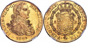 Ferdinand VII gold 8 Escudos 1809 Mo-HJ MS61 NGC, Mexico City mint, KM160. Relatively clean fields and only a minor superficial drag across the revers...