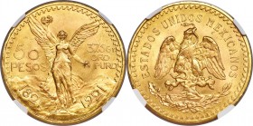 Estados Unidos gold 50 Pesos 1921 MS64+ NGC, Mexico City mint, KM481. An absolutely stunning embodiment of this ever-popular series. Desirable as both...