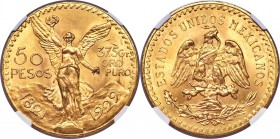 Estados Unidos gold 50 Pesos 1929 MS65 NGC, Mexico City mint, KM481, Fr-172. A resplendent gem, glowing with an enticing honey chroma, needle point st...