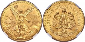 Estados Unidos gold 50 Pesos 1931/0 MS63 NGC, Mexico City mint, KM481, Fr-172. A bright piece and somewhat difficult to encounter in this choice desig...