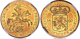Groningen & Ommeland. Provincial gold 14 Gulden 1761 MS62 NGC, KM61, Fr-244. A very well preserved representative of this scarcer type, displaying a b...