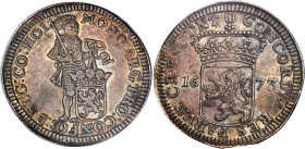 Holland. Provincial silver 2 Ducat 1673 AU58 NGC, KM108, Dav-4897. 56.04gm. A large silver issue minted during a century of Dutch cultural and imperia...
