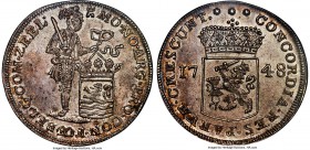Zeeland. Provincial silver Piefort Ducat 1748 MS64 NGC, KM-52.2, Dav-1836. Obv. Standing knight holding shield of Zeeland. Rev. Crowned crest dividing...