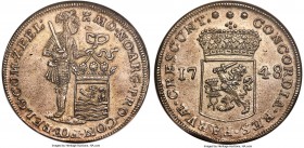 Zeeland. Provincial Piefort silver Ducat 1748 MS62 NGC, KM52.2, Dav-1836. A very scarce double-weight issue which exhibits a remarkably well-impressed...