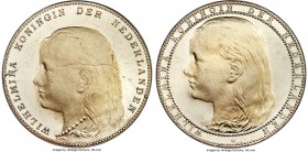 Wilhelmina I silver Specimen 2-1/2 Gulden 1892 SP63 PCGS, KM-Unl, Scholten-794a. A quite beautiful double-sided specimen strike, with the obverse bust...