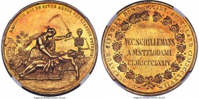 "Drowning" gold Medal ND 1874 AU55 NGC, 36mm, 15.16gm. A hauntingly beautiful gold medal, deeply toned with tangerine color. The medal depicts a maide...