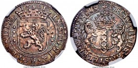 Dutch Colony. United Amsterdam Company Real 1601 AU58 NGC, Dodrecht mint, KM7, Sch-4(R2), Salv-14. Completely wholesome and very handsomely toned with...