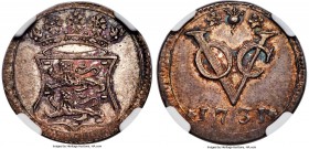 Dutch Colony. United East India Company Duit 1731 MS64 NGC, KM134, Scholten-211. West Friesland issue. Deeply toned, with darker accents and iridescen...