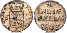 Dutch Colony. Batavian Republic silver Proof Duit 1807 PR62 PCGS, KM100a.2, Sch-560b (RRR). Reeded edge. A singular, scarce issue struck in the Nether...