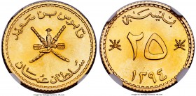 Sultanate. Qabus bin Sa'id 3-Piece Certified gold Baisa Proof Set AH 1394 (1974) NGC, 1) 25 Baisa - PR69, KM45 2) 50 Baisa - PR66, KM46 3) 100 Baisa -...