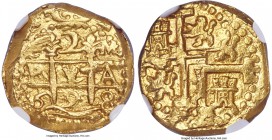 Charles II gold Cob Shipwreck 2 Escudos 1698 C-M MS64 NGC, Cuzco mint, KM28, Cal-122. A wonderfully choice and seldom encountered smaller Escudos type...