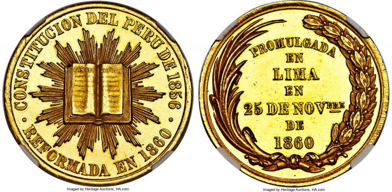 Republic gold "Consitution Reformation" Medal 1860 MS63 NGC, Fonrobert-9122. 28....