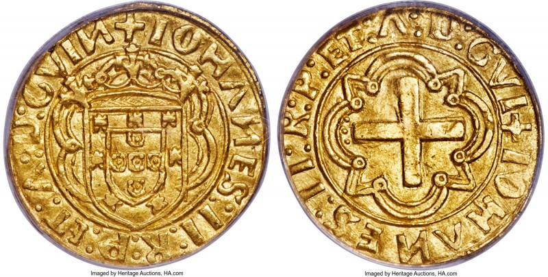 João II gold Cruzado ND (1481-1495) MS62 PCGS, Lisbon mint, Gomes-23.08, Fr-19. ...