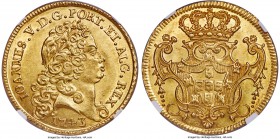 João V gold 4 Escudos (Peça) 1743 MS64 NGC, Lisbon mint, KM221.9, Gomes-54.19, Fr-86. Quite rare in this incredible condition, with an overly gratifyi...