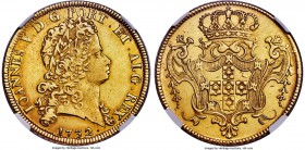 João V gold 12800 Reis 1732 AU Details (Reverse Harshly Cleaned) NGC, KM139, Fr-55. Quite elusive as a type and a solid representative, with all of th...