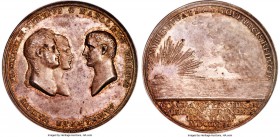 Alexander I  silver Specimen "Peace of Tilsit" Medal 1807 SP63 PCGS, Diakov-312.2 (R2), Reichel-3147 (R1). 42mm. By A. Abramson. Obv. Conjoined busts ...