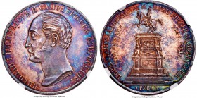 Alexander II silver "Nicholas I Monument" Rouble 1859 MS61 NGC, St. Petersburg mint, KM-Y28, Bitkin-566 (R) die in relief. Obv. Bust of Nicholas I lef...