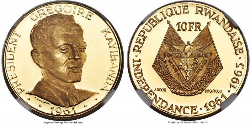 Republic 4-Piece Certified gold Proof Set 1965 Ultra Cameo NGC, 1) 10 Francs - P...