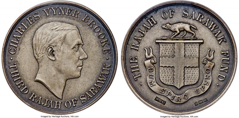 Charles V. Brooke silver Matte Specimen "Rajah of Sarawak Fund" Medal ND (1932) ...