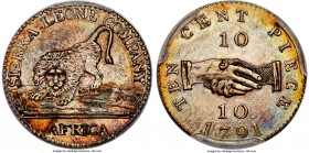 British Colony. Sierra Leone Comapny Proof 10 Cents 1791 PR63+ PCGS, KM3, Vice-FT5A. From a mintage of only 109 pieces. This fantastic example is bles...
