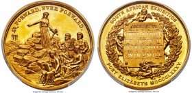 Republic gold Specimen Agricultural and Exhibition Medal 1885 SP63 PCGS, 55.78gm. By A. Fischer & Co. Obv. Hope, with anchor, leads settlers toward th...