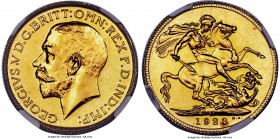 George V gold Proof Sovereign 1923-SA PR64 NGC, Pretoria mint, KM21, Hern-S338, Fr-5. Mintage of only 655 pieces. Obv. Head of King George V left. Rev...