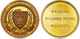 South African College gold Specimen Science Award Medal 1916 SP64 PCGS,  41mm. 34.43gm. By Messrs John Pinches, London. Awarded and engraved to Mildre...