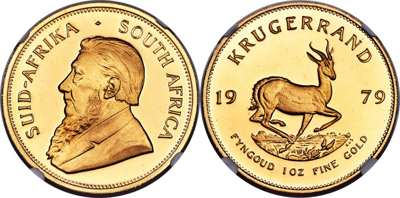 Republic gold Proof Krugerrand 1979 PR69 Ultra Cameo NGC, KM73. Beautifully prod...