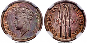 British colony. George VI 6-Piece Certified Proof Set 1937 NGC, 1) Penny - PR64, KM8 2) 3 Pence - PR64, KM9 3) 6 Pence - PR65, KM10 4) Shilling - PR65...