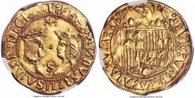 Ferdinand & Isabella gold 2 Excelentes ND (1476-1516) AU55 NGC, Seville mint, Fr-129, Cay-2940. Struck during the historically rich reign of the dual ...