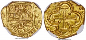Philip IV (1621-1665) gold Cob 2 Escudos ND B MS64 NGC, Madrid mint, KM51.2, Fr-206. 6.70gm. Although not formally dated as such by NGC, we believe th...