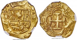 Philip IV (1621-1665) gold Cob 4 Escudos ND MS62 NGC, Seville mint, KM56.2, Cal-Type 26. Crudely made, with a full, bold cross and considerable mint l...