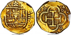 Philip IV gold Cob 4 Escudos ND (1630-1647)-R AU55 NGC, Seville mint, KM56.2, Fr-203. 13.42gm. A combination of old-age feel in conjunction with a sub...