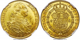 Charles IV gold 4 Escudos 1795 Madrid-MF MS64 NGC, Madrid mint, KM436.1, Fr-294. Full golden mint luster with a bold strike and surfaces that displays...