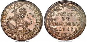 Zurich. City Taler 1713 MS65 NGC, KM135, Dav-1783. The first year in the Lion Rampant/Iustitia et Concordia type, this pleasing example features a dee...