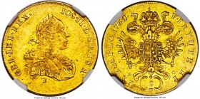 Joseph II gold 2 Ducat 1769 E-HG AU55 NGC, Karlsburg mint, KM1860. Minimal evidence of significant wear, with all of the design elements expressed, an...