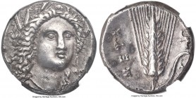 LUCANIA. Metapontum. Ca. 330-280 BC. AR stater or nomos (19mm, 7.68 gm, 9h). NGC Choice XF 5/5 - 4/5, Fine Style. Head of Demeter, facing three-quarte...