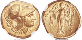 MACEDONIAN KINGDOM. Alexander III the Great (336-323 BC). AV stater (17mm, 8.59 gm, 3h). NGC AU S 5/5 - 5/5. Late lifetime or early posthumous issue o...
