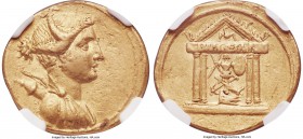 Octavian, Sole Imperator (30-27 BC). AV aureus (21mm, 7.90 gm, 6h). NGC Choice XF 5/5 - 3/5. Uncertain mint in Italy, autumn 30 BC-summer 29 BC. Drape...